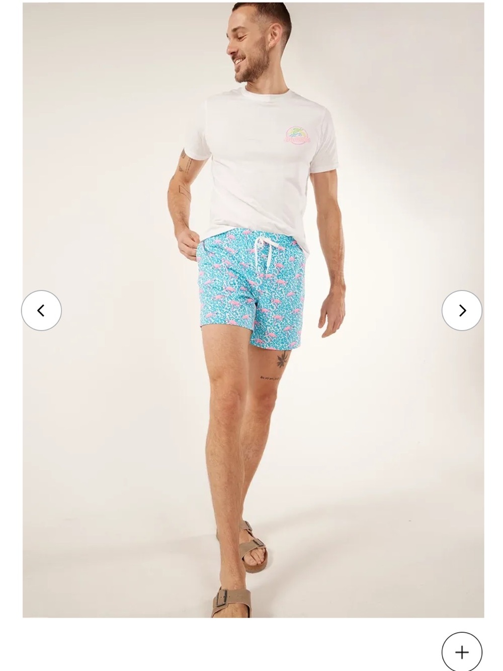 chubbies Aqua Swim Trunks with Pink Flamingo Print